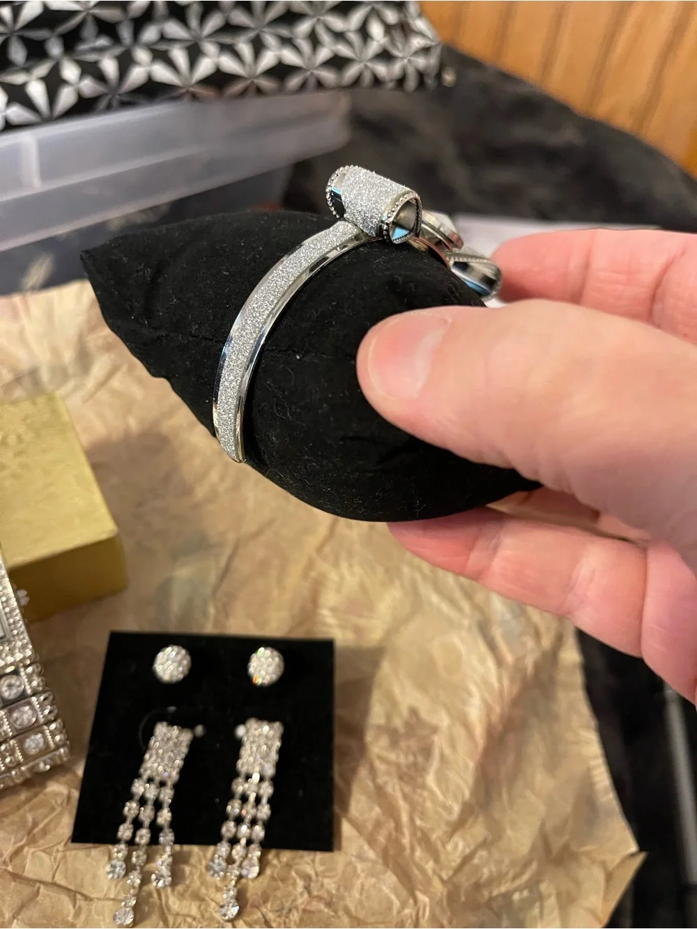 Silver Crystal Bracelet Watch and Earring Set - Sparkling Silver Accessories